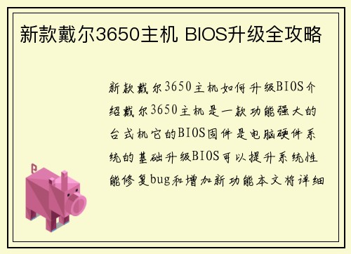 新款戴尔3650主机 BIOS升级全攻略